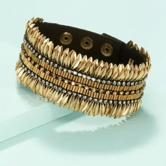 💜 Stella & Dot Pegasus Gold Statement Cuff Bracelet NIB - Picture 3 of 8